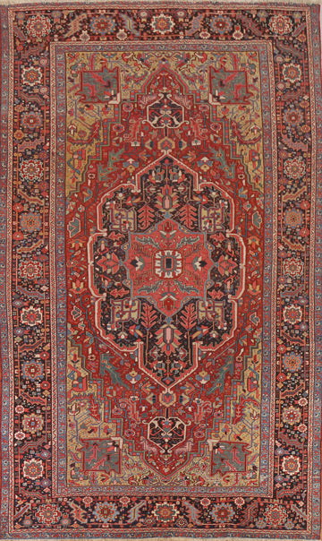 Antique Heriz Serapi Vegetable Dye Persian Area Rug 8x13