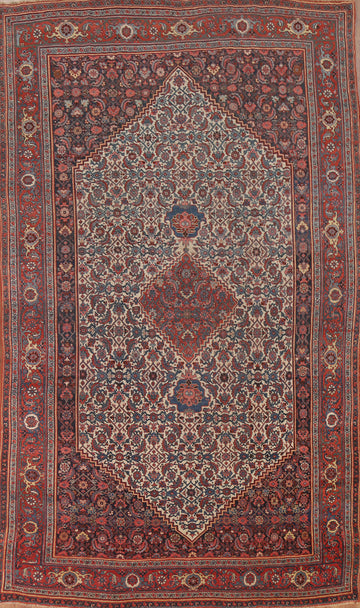 Pre-1900 Antique Vegetable Dye Bidjar Halvaei Persian Rug 7x11