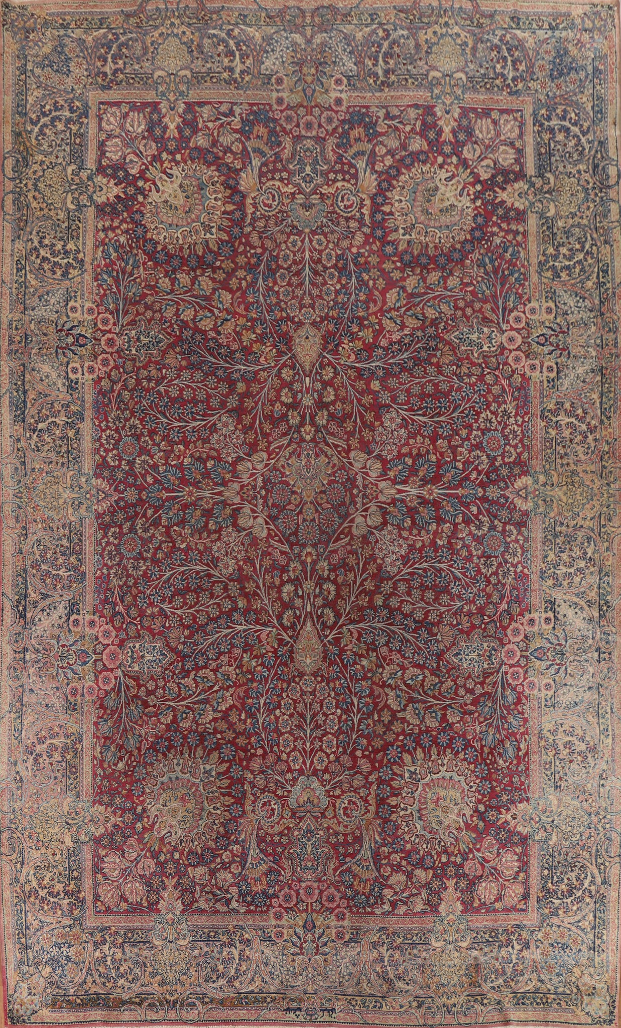 Antique Kerman Lavar Vegetable Dye Large Persian Rug 10x14