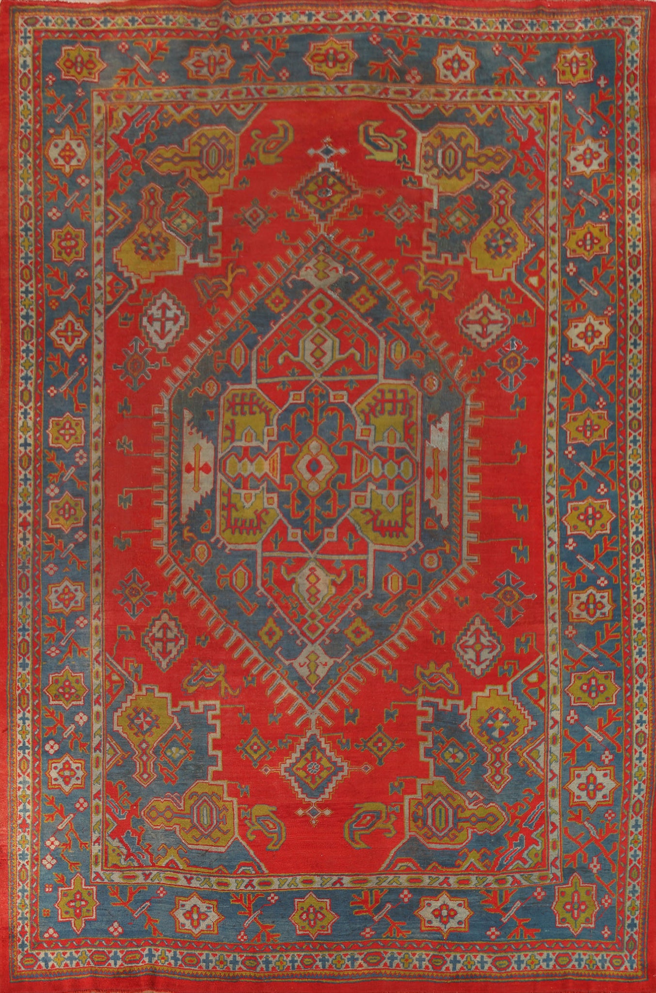 Pre-1900 Antique Oushak Turkish Area Rug 9x12