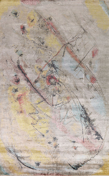Vegetable Dye Abstract Indian Area Rug 9x12