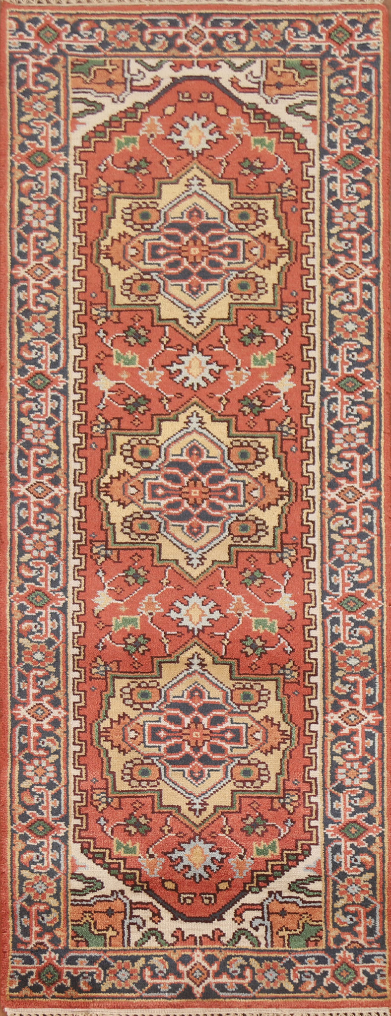 Handmade Heriz Serapi Oriental Runner Rug 3x8