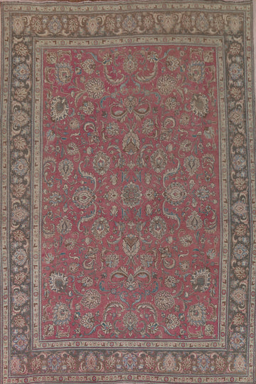 Pink Floral Tabriz Persian Area Rug 10x13