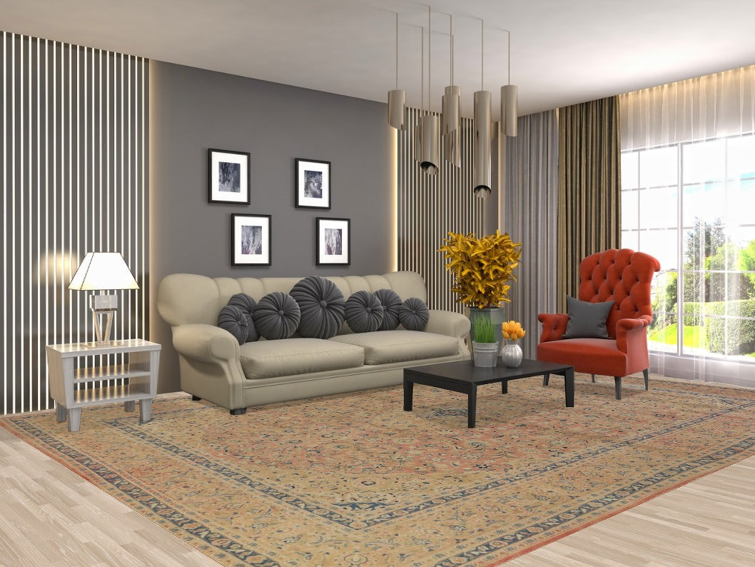 Traditional Mashad Persian Area Rug 9x13