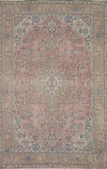 Pink Geometric Tabriz Persian Area Rug 6x10