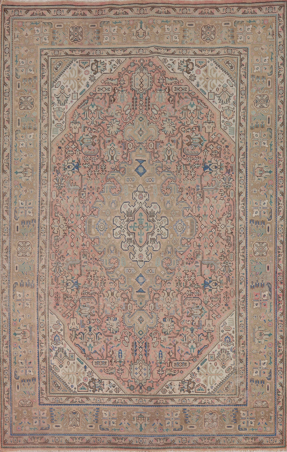 Geometric Wool Tabriz Persian Area Rug 7x10