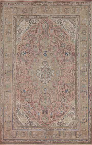 Geometric Wool Tabriz Persian Area Rug 7x10
