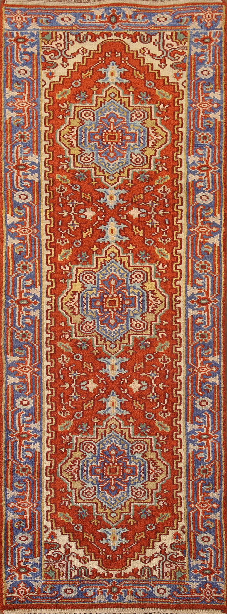 Geometric Heriz Serapi Oriental Runner Rug 3x8