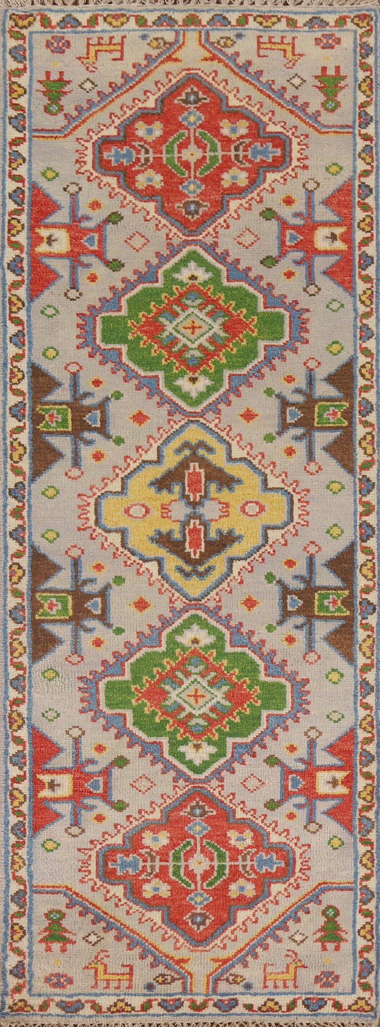 Geometric Heriz Serapi Indian Runner Rug 3x8