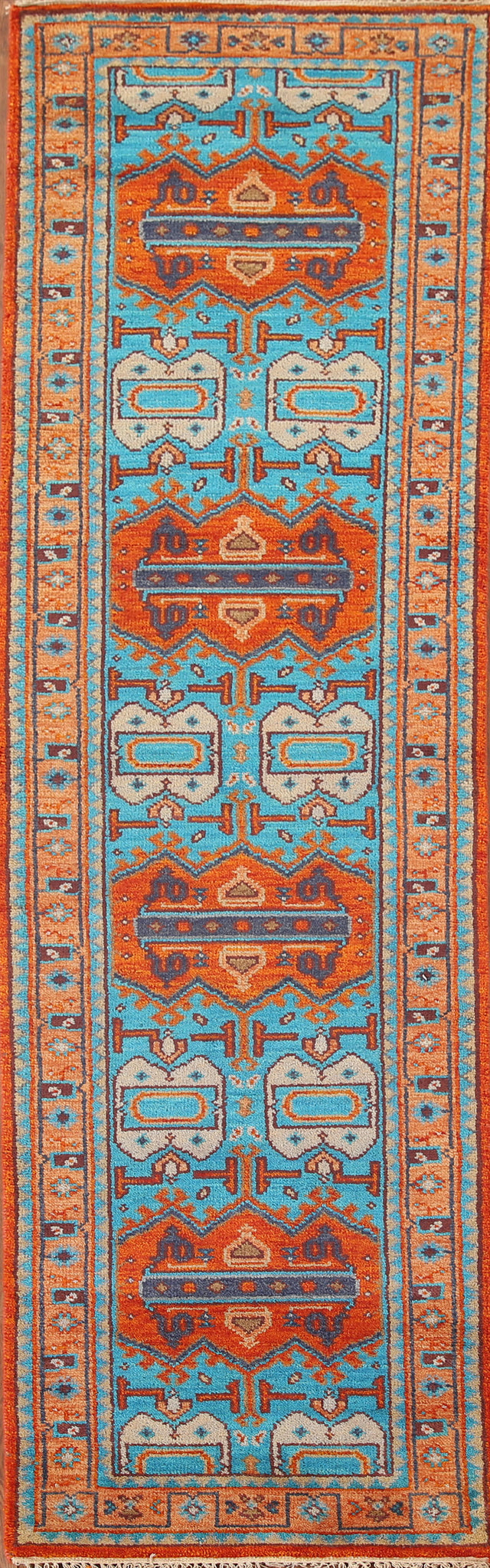 Turquoise Heriz Serapi Indian Runner Rug 3x10