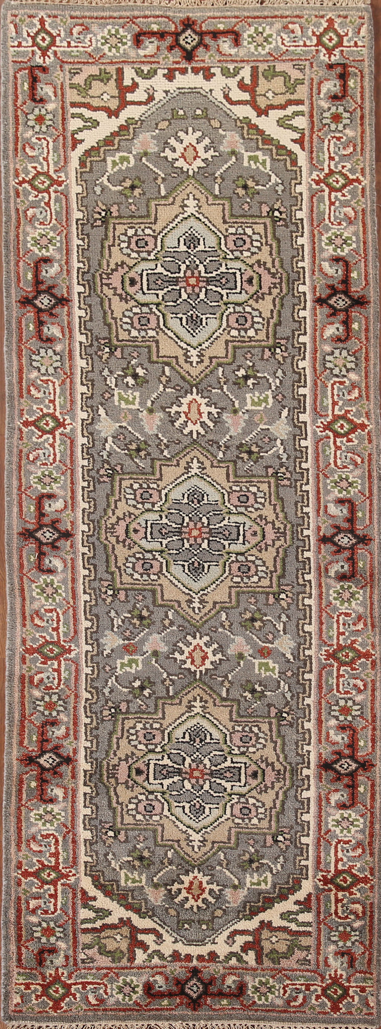 Gray Heriz Serapi Indian Runner Rug 3x8