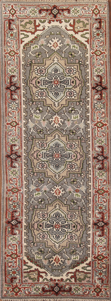 Gray Heriz Serapi Indian Runner Rug 3x8