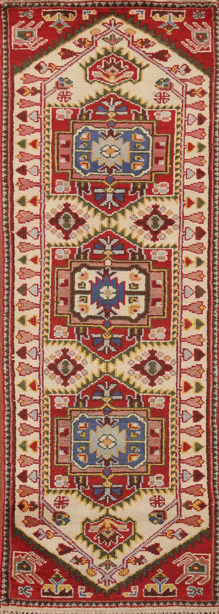 Wool Heriz Serapi Indian Runner Rug 3x8