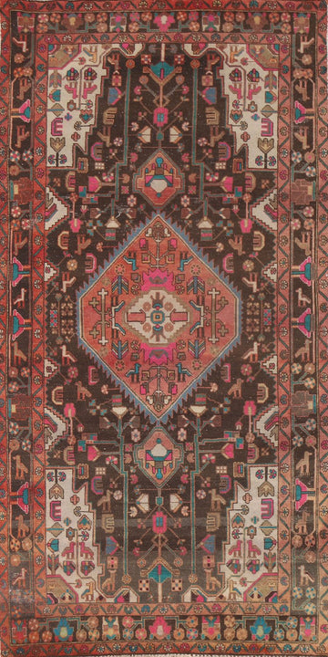 Brown Wool Nahavand Persian Area Rug 5x10