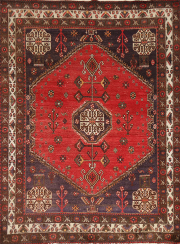 Geometric Red Shiraz Persian Area Rug 5x7