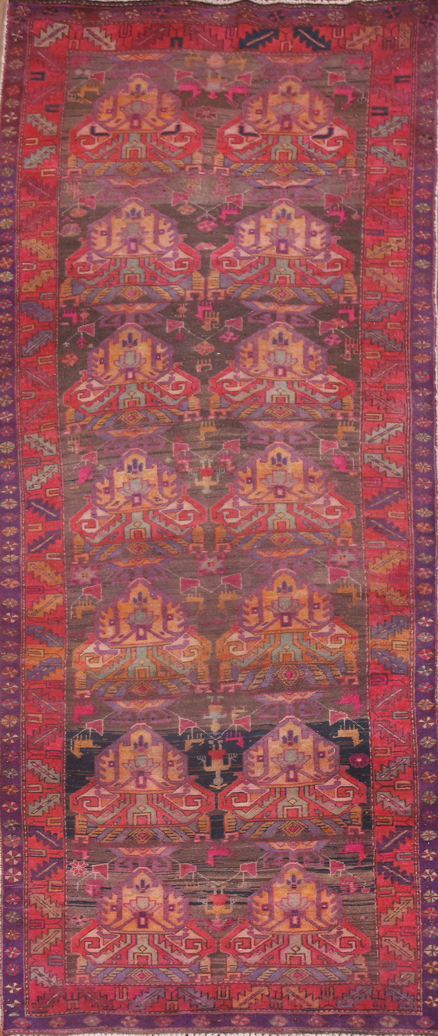 All-Over Wool Ardebil Persian Runner Rug 4x11
