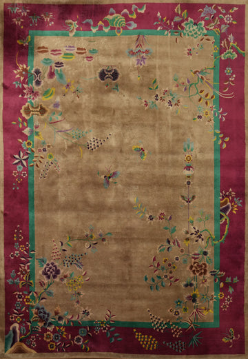 Vegetable Dye Art Deco Oriental Area Rug 9x11