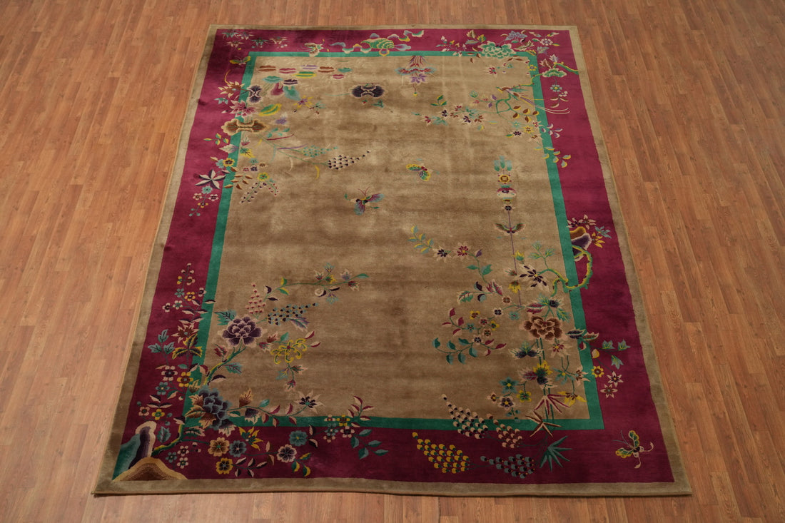 Vegetable Dye Art Deco Oriental Area Rug 9x11