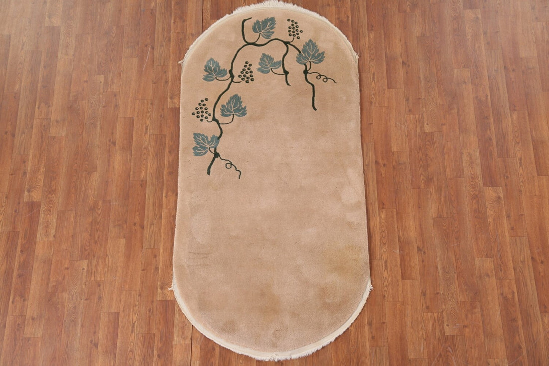 Oval Handmade Art Deco Vintage Area Rug 3x6