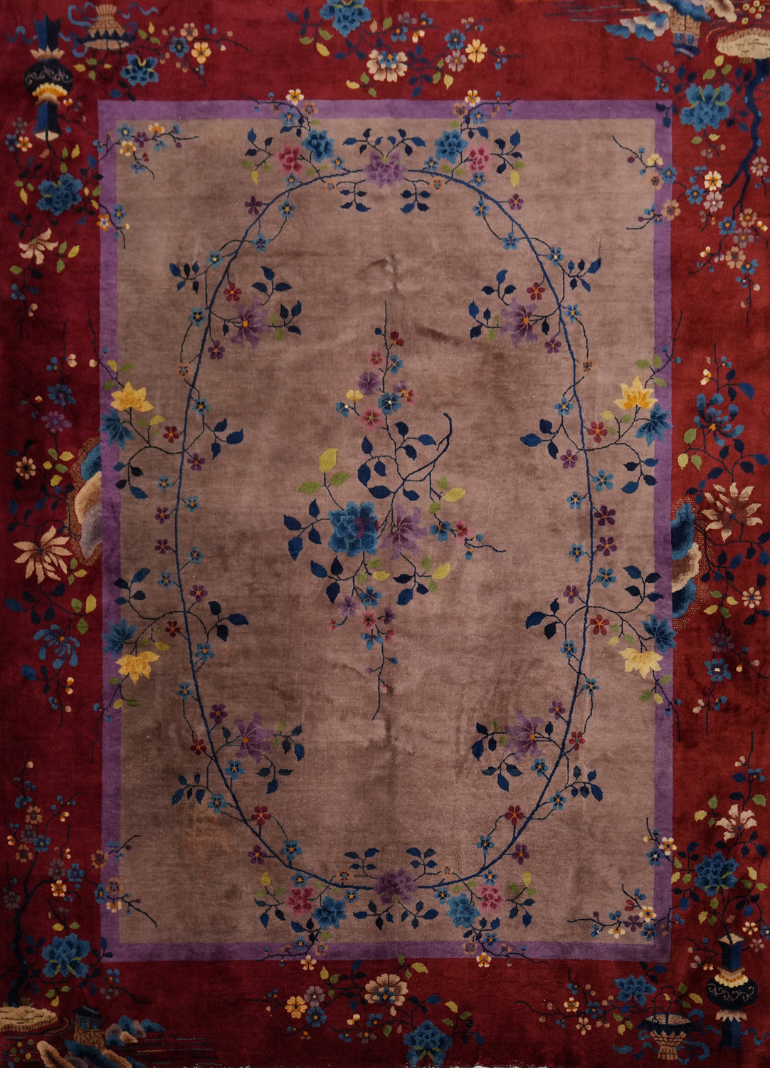 Vegetable Dye Art Deco Oriental Area Rug 9x12