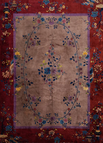 Vegetable Dye Art Deco Oriental Area Rug 9x12