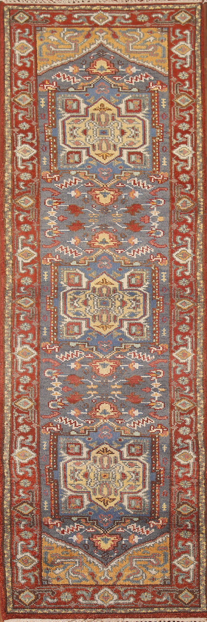 Geometric Heriz Serapi Oriental Runner Rug 2x9