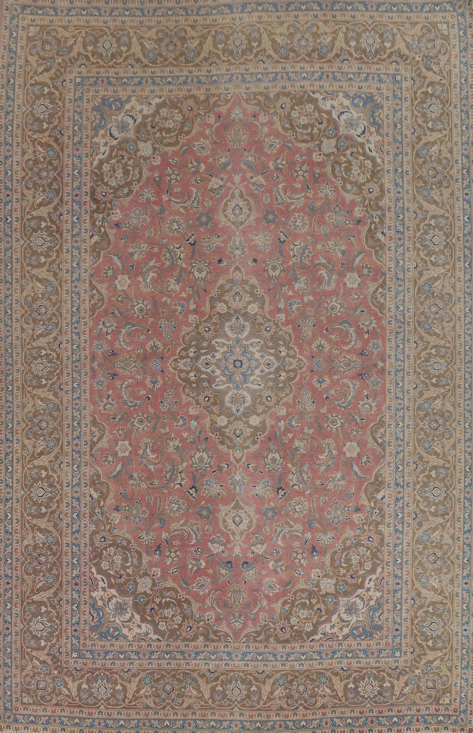 Pink Floral Kashan Persian Area Rug 9x13