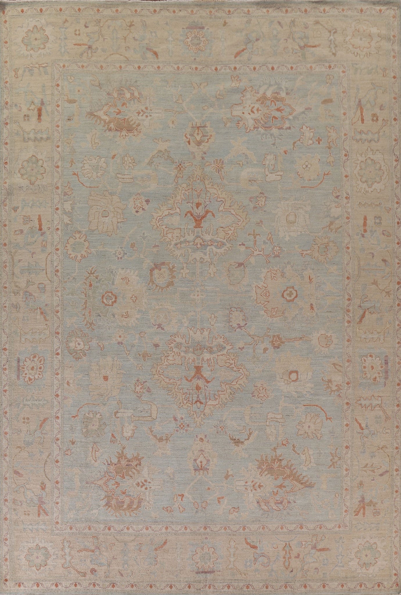 Vegetable Dye Oushak Turkish Area Rug 9x12