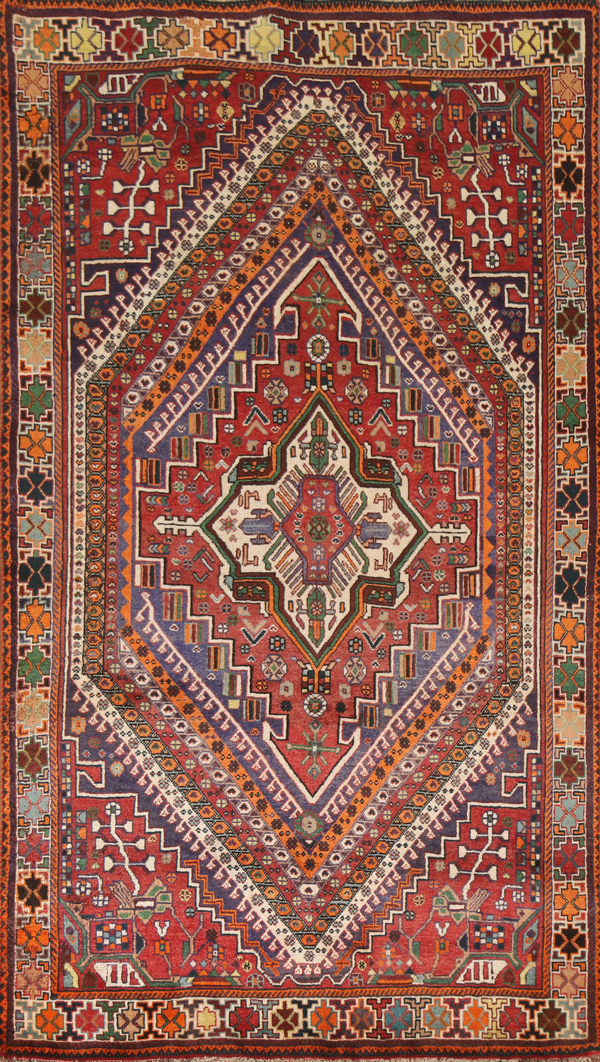 Geometric Red Kashkoli Persian Area Rug 5x9