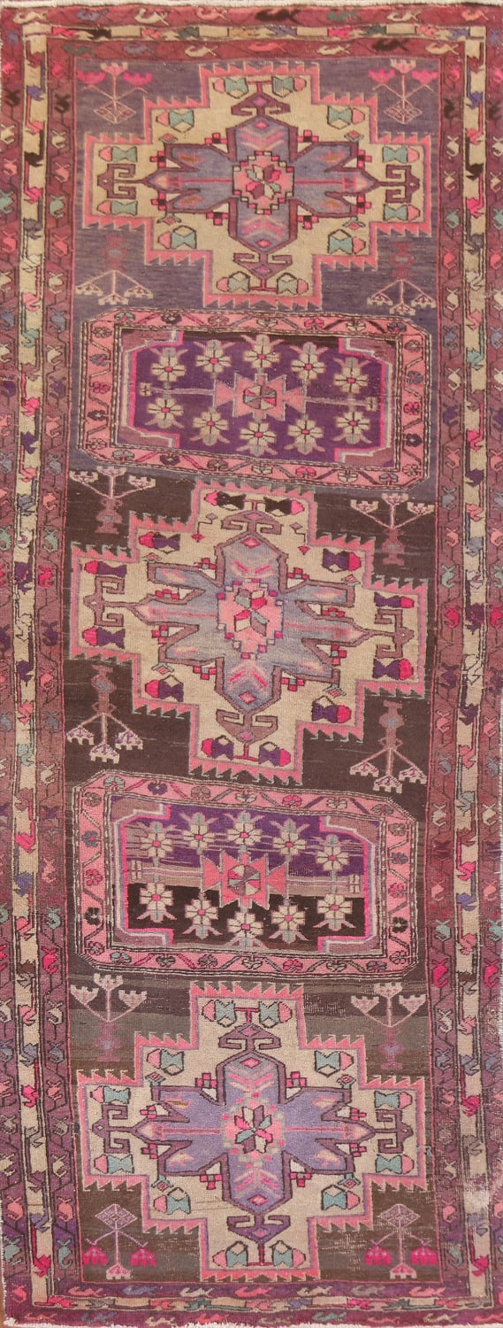 Vintage Wool Ardebil Persian Runner Rug 4x10
