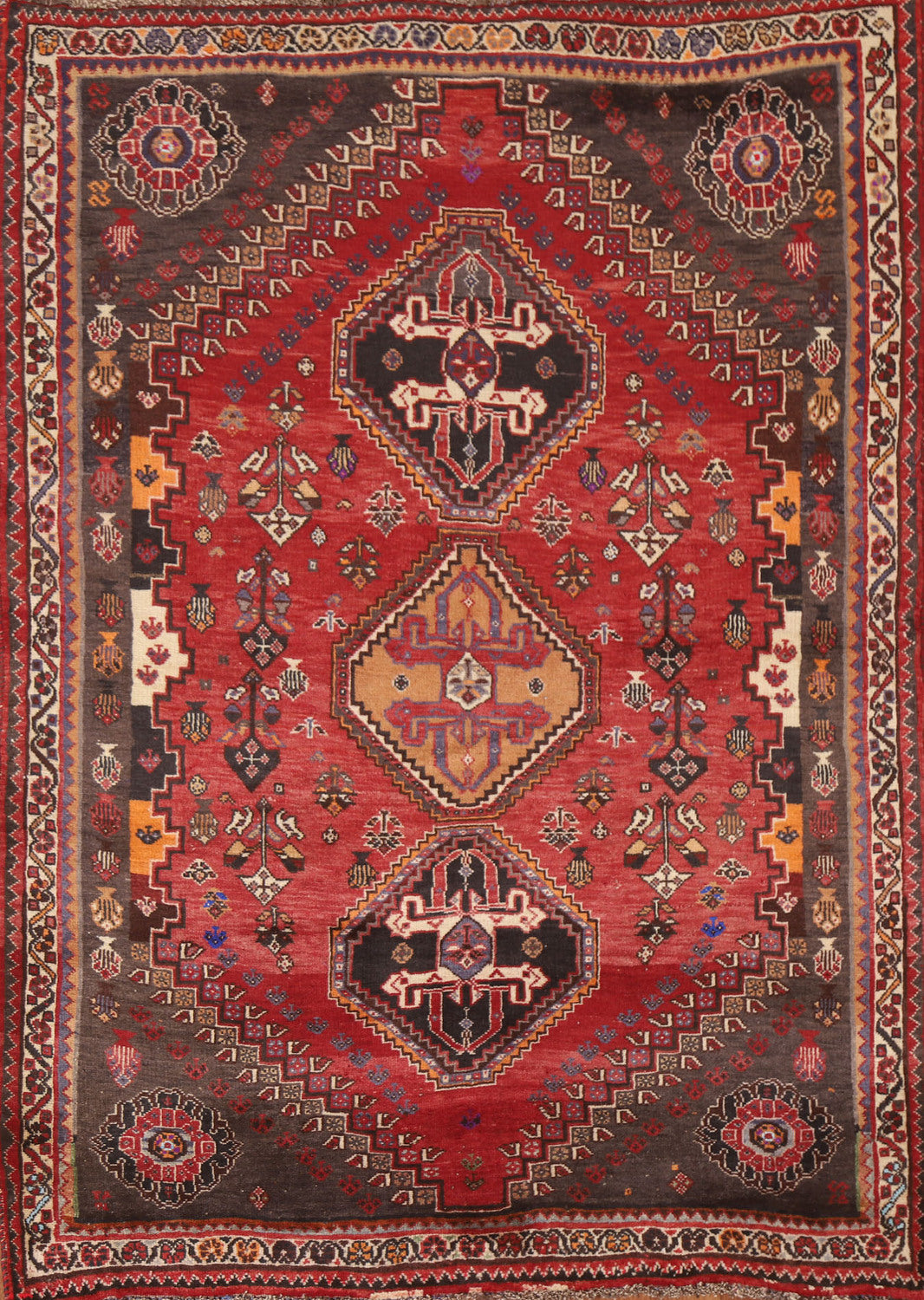Vegetable Dye Abadeh Nafar Persian Area Rug 4x5