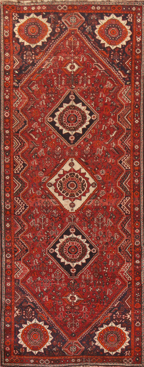 Vegetable Dye Red Shiraz Persian Runner Rug 4x10
