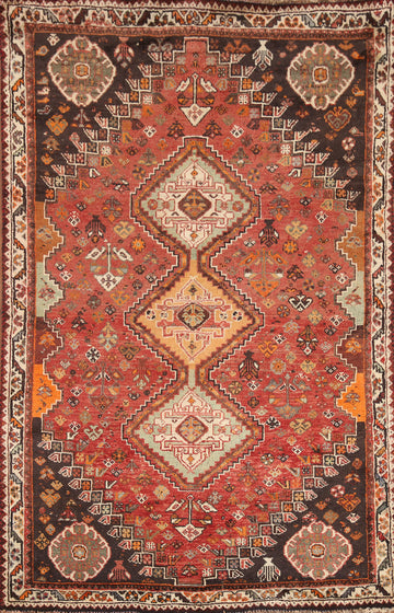 Vegetable Dye Tribal Qashqai Persian Area Rug 4x6