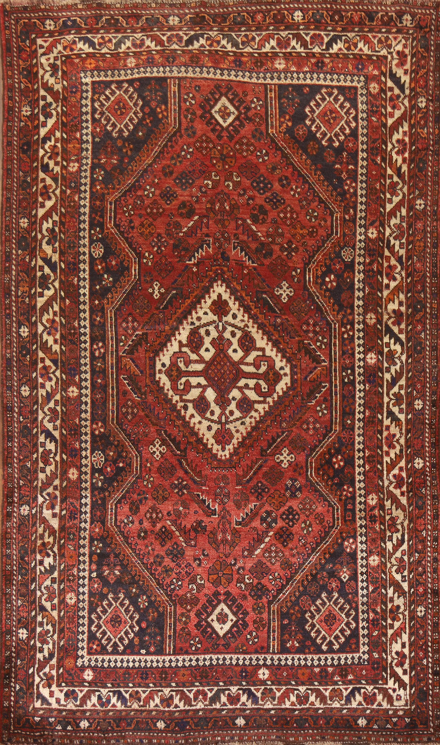Handmade Wool Qashqai Persian Area Rug 5x9