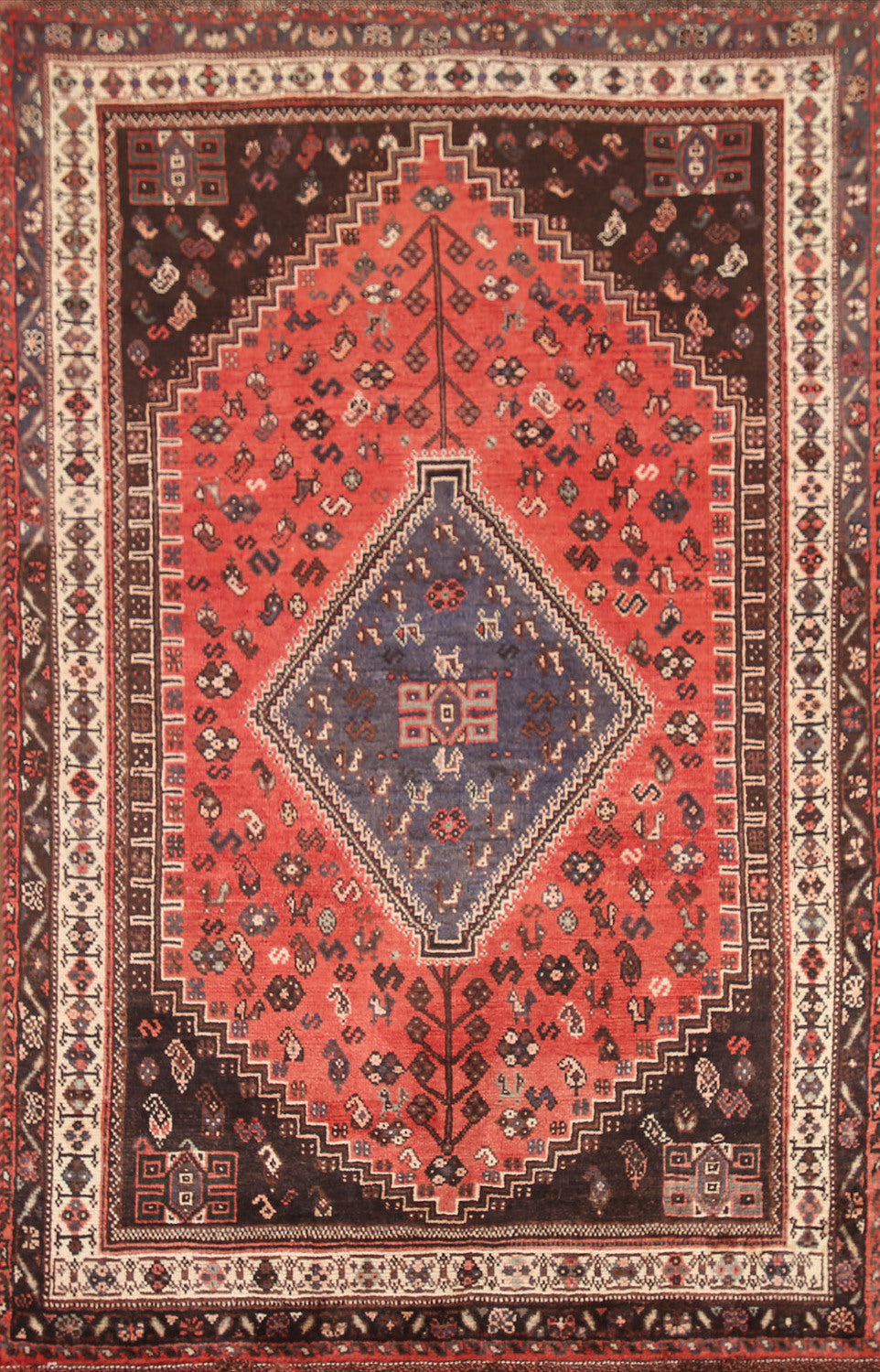 Tribal Wool Shiraz Persian Area Rug 4x6
