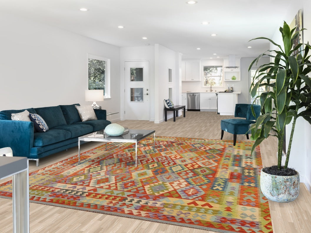 Reversible Wool Kilim Oriental Area Rug 8x11