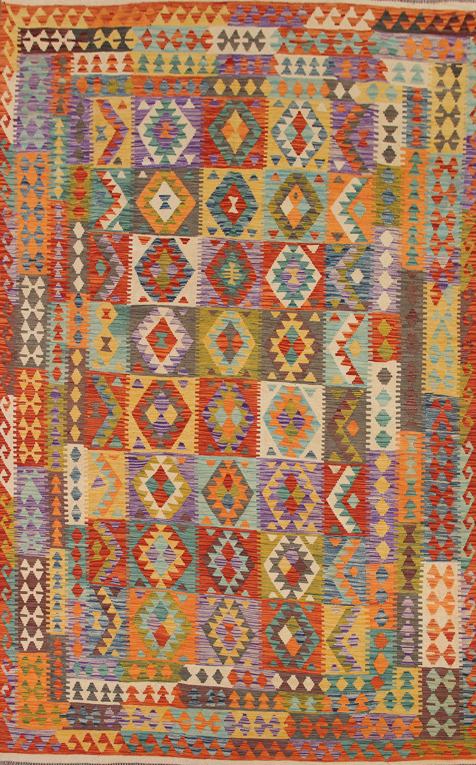 All-Over Geometric Kilim Oriental Area Rug 8x12