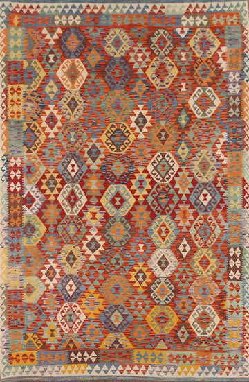 Hand-Woven Wool Kilim Oriental Area Rug 8x11