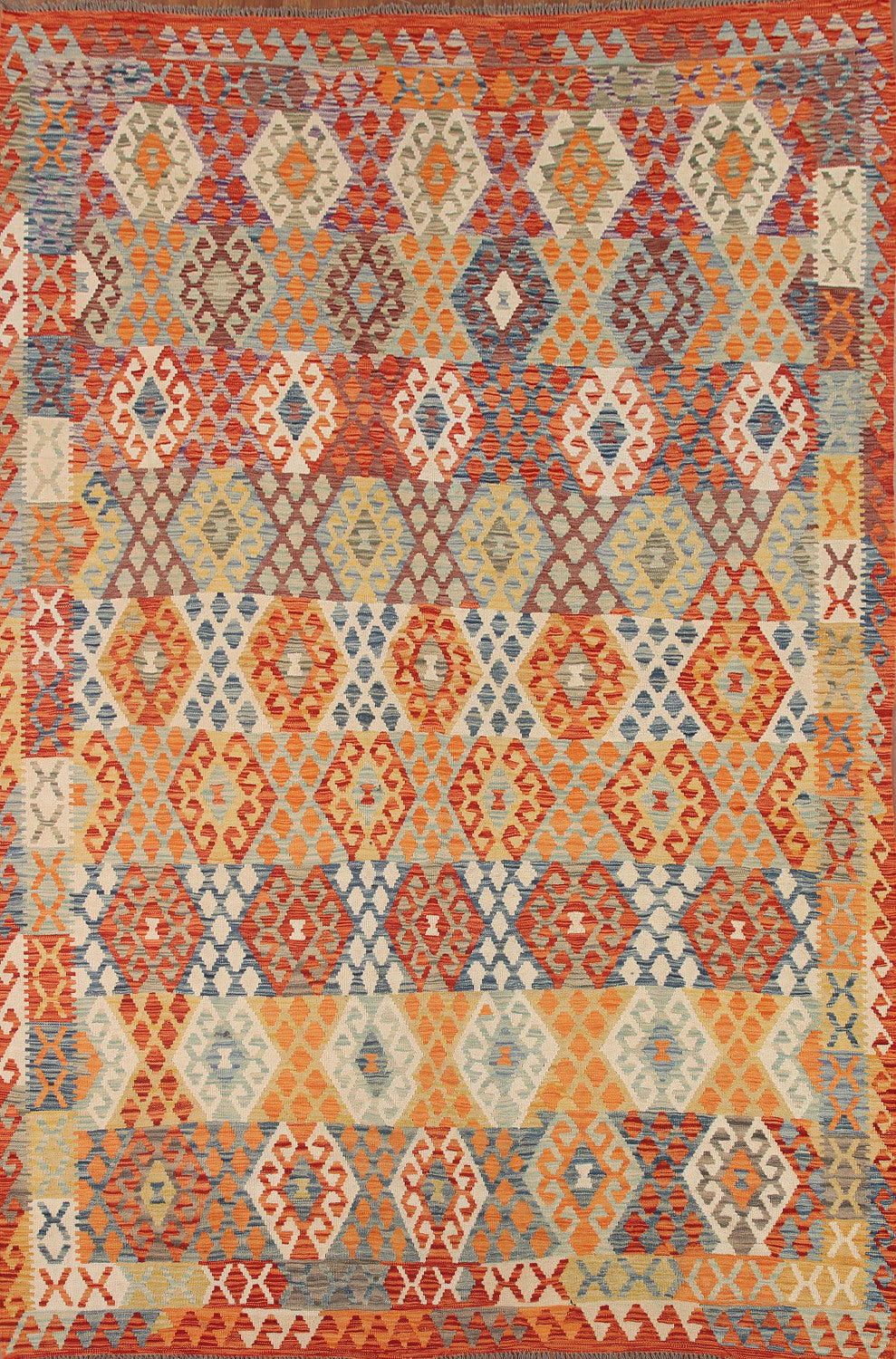 All-Over Geometric Kilim Oriental Area Rug 8x11