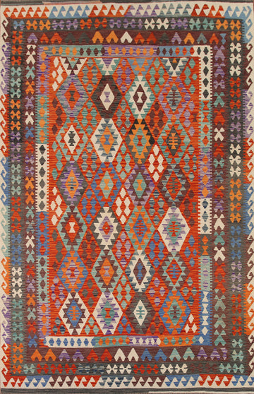 All-Over Geometric Kilim Oriental Area Rug 8x12