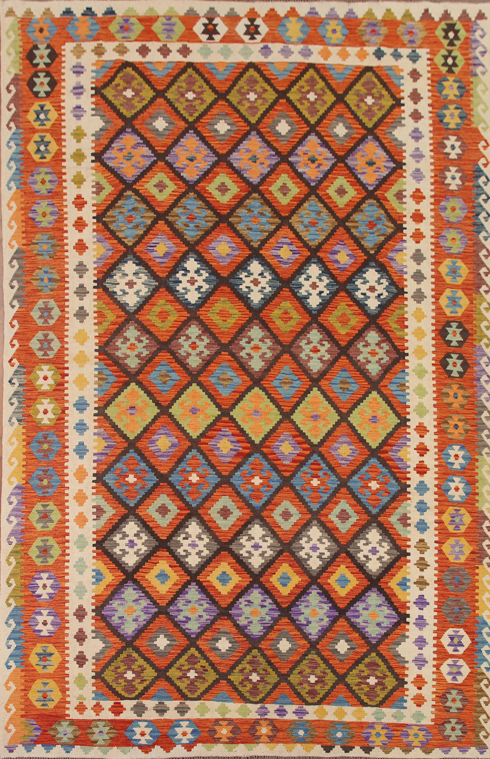 All-Over Geometric Kilim Oriental Area Rug 8x12