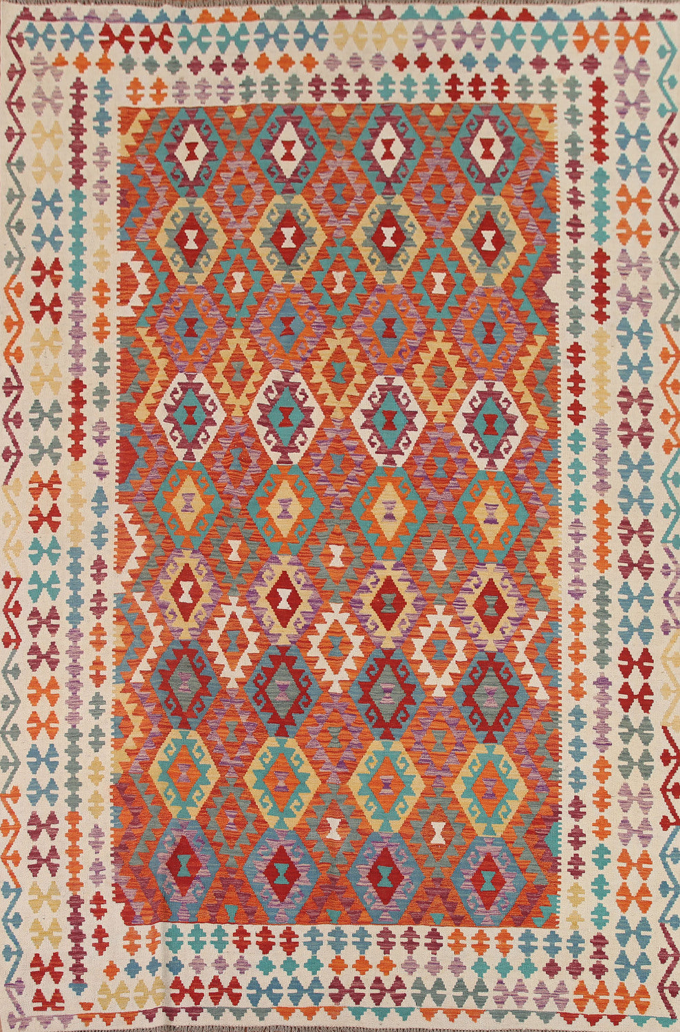 Geometric Wool Kilim Oriental Area Rug 8x11
