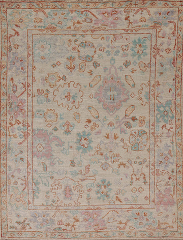 Oushak Vegetable Dye Area Rug 5x7