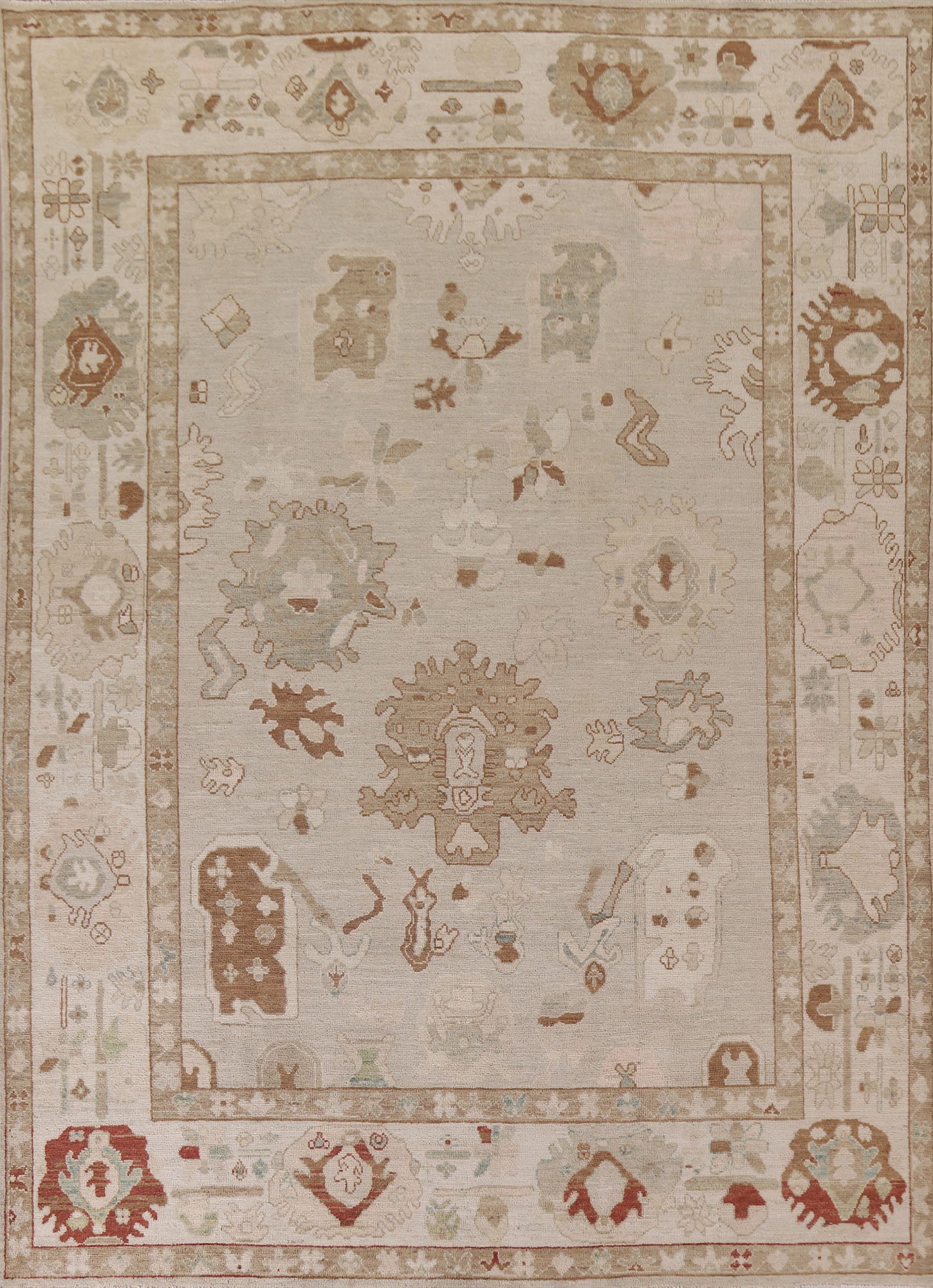 Vegetable Dye Muted Green Oushak Turkish Area Rug 8x10