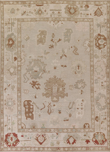 Vegetable Dye Muted Green Oushak Turkish Area Rug 8x10