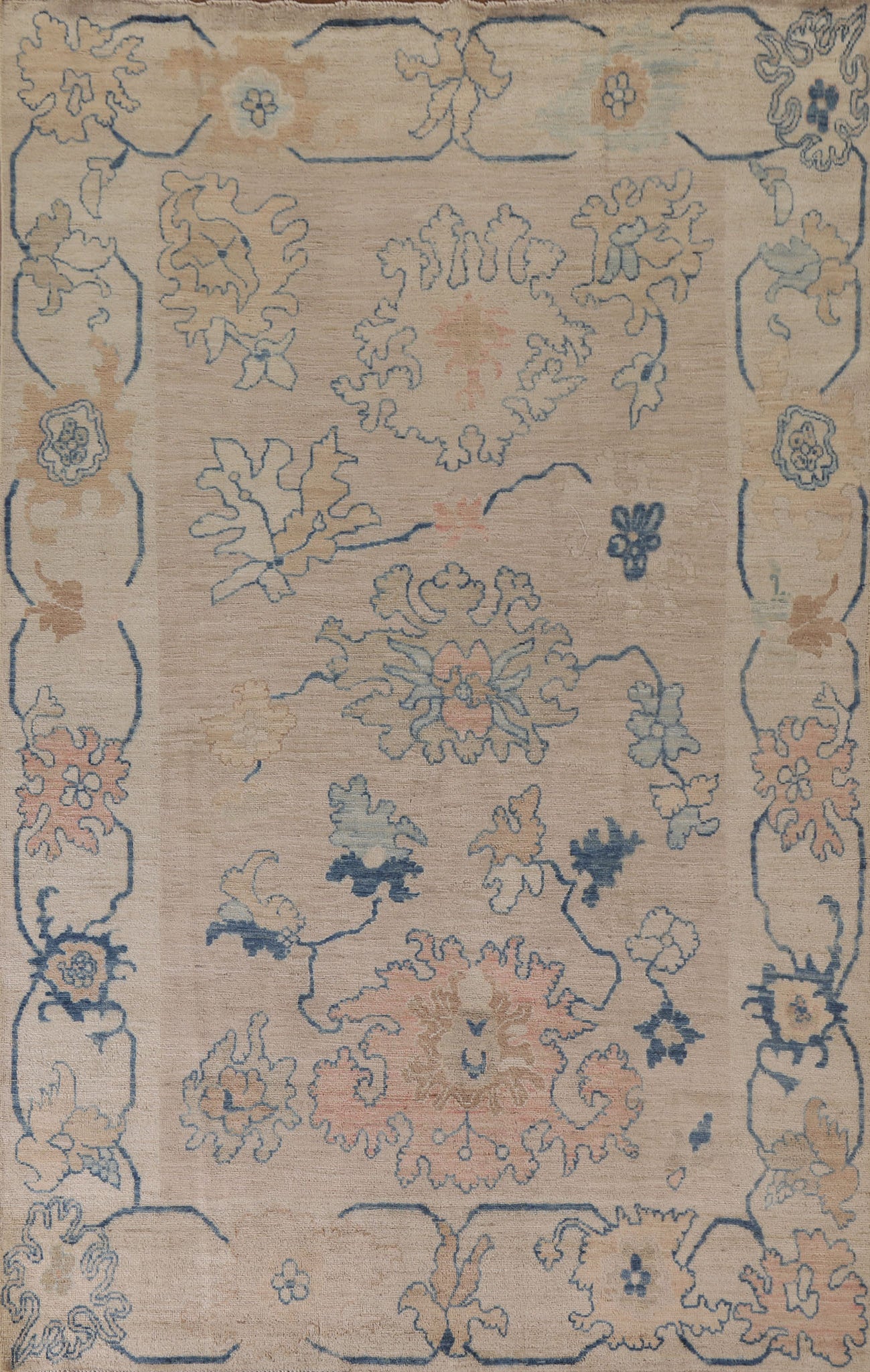 Vegetable Dye Oushak Turkish Area Rug 6x9