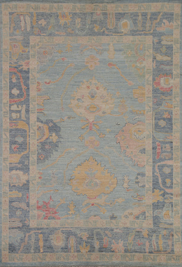 Vegetable Dye Oushak Turkish Area Rug 6x8