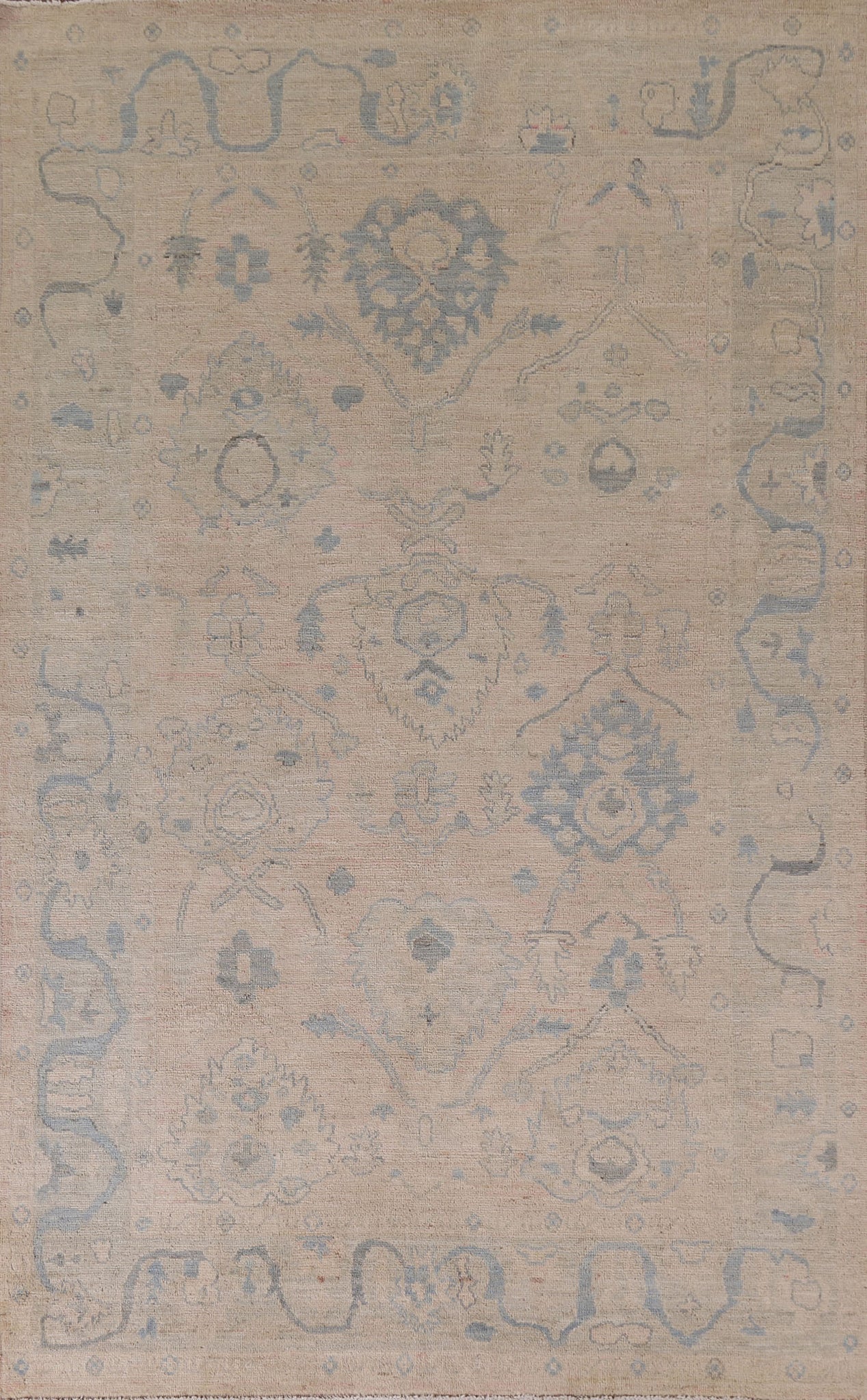 Vegetable Dye Oushak Turkish Area Rug 6x9