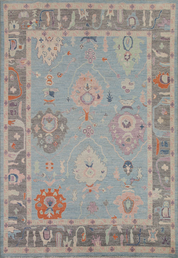 Light Blue Oushak Vegetable Dye Area Rug 8x10