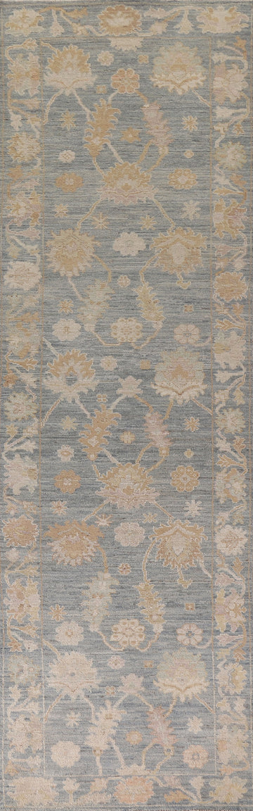 Blue Oushak Vegetable Dye Runner Rug  3x12